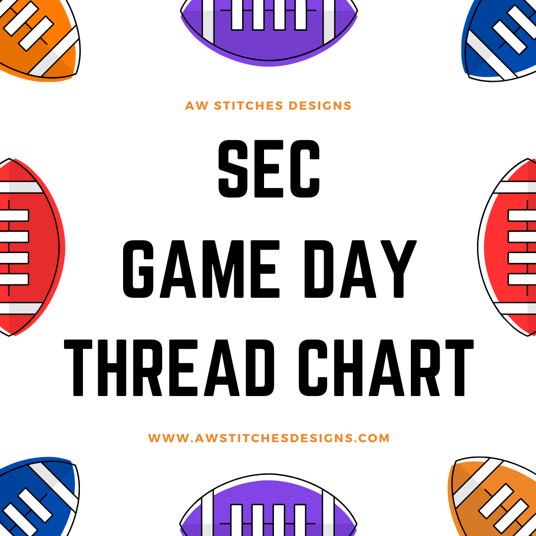 SEC College Football Team Colors Matched to your Machine Embroidery Threads - Ultimate Machine Embroidery Thread Chart