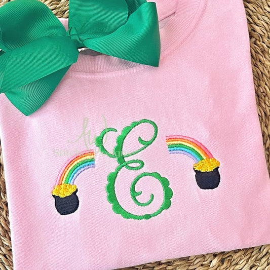 Rainbow Pot of Gold Side Monogram