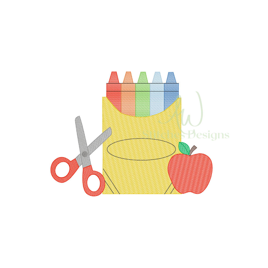 Back to School Crayon Box Sketch Stitch