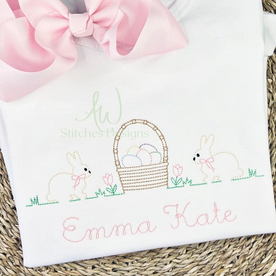 Easter Basket Trio with Bow Line Design