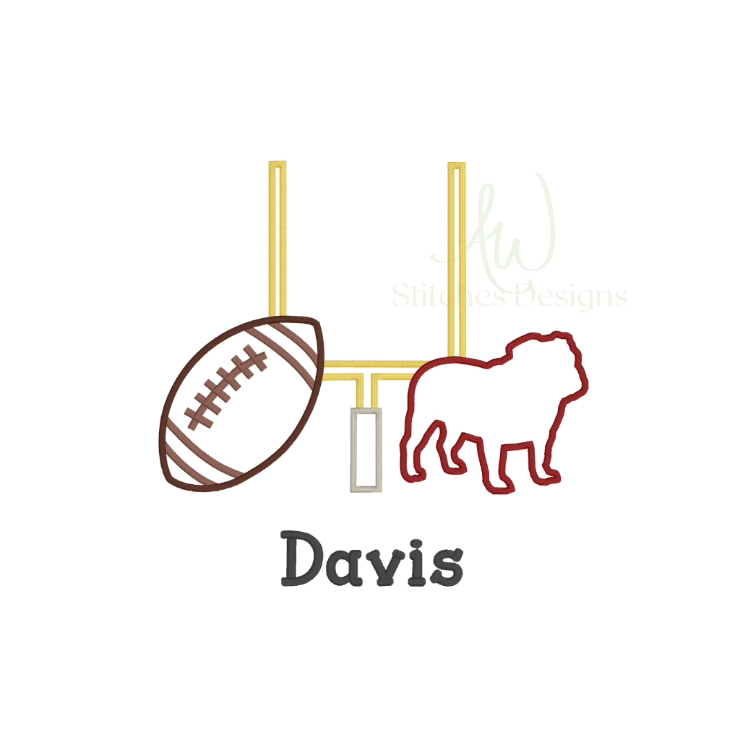 Bulldog Football Satin Outline Design