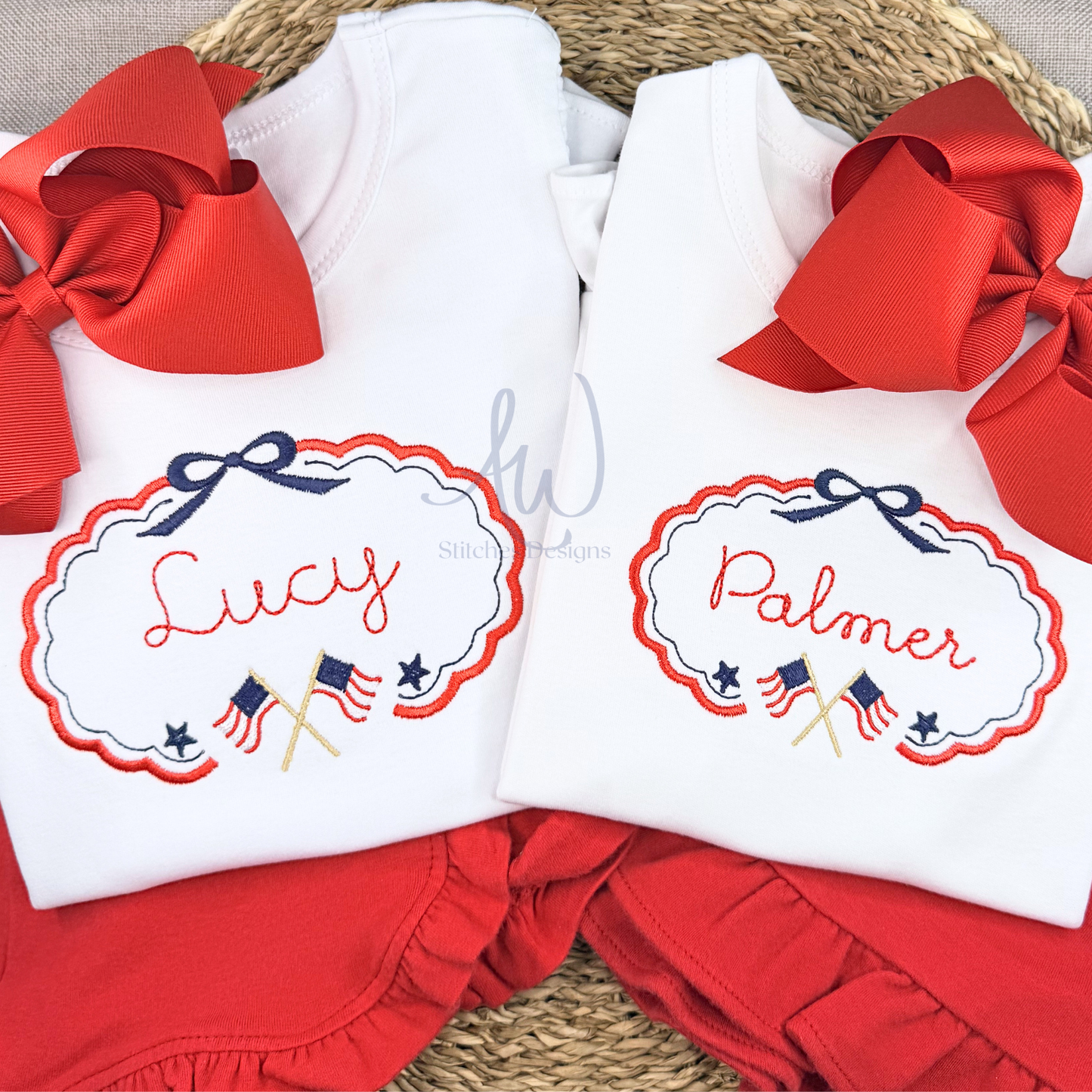 Patriotic Scallop Frame Embroidery Design