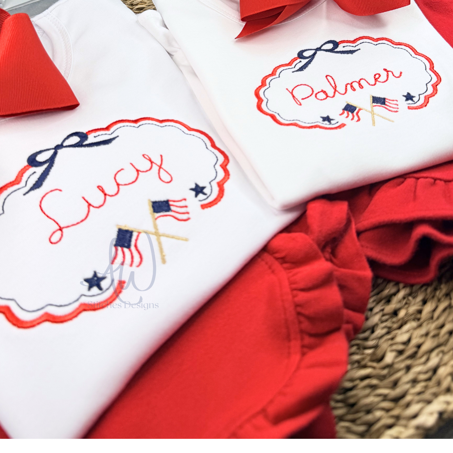 Patriotic Scallop Frame Embroidery Design