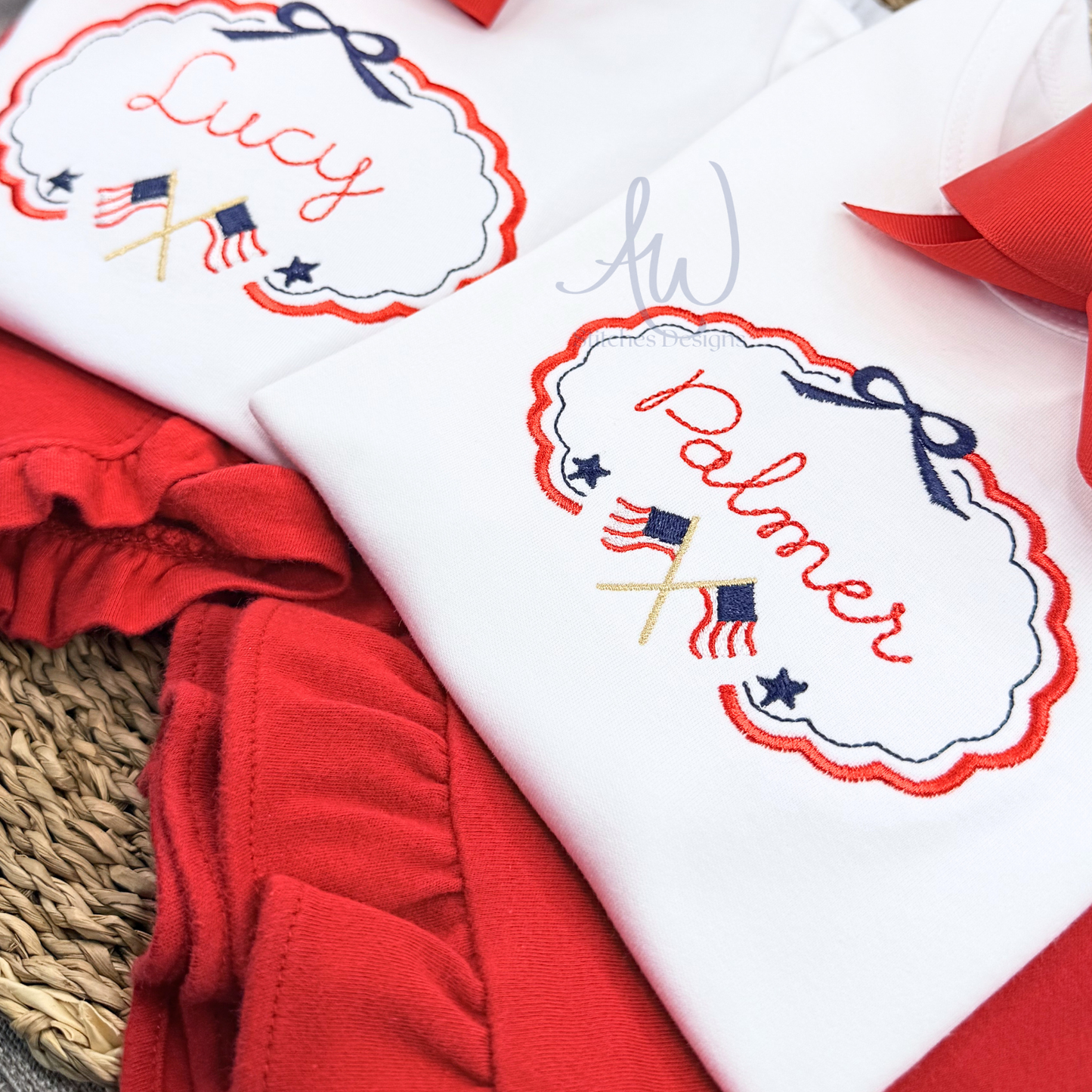 Patriotic Scallop Frame Embroidery Design