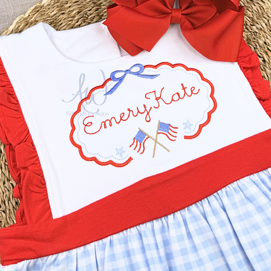 Patriotic Scallop Frame Embroidery Design