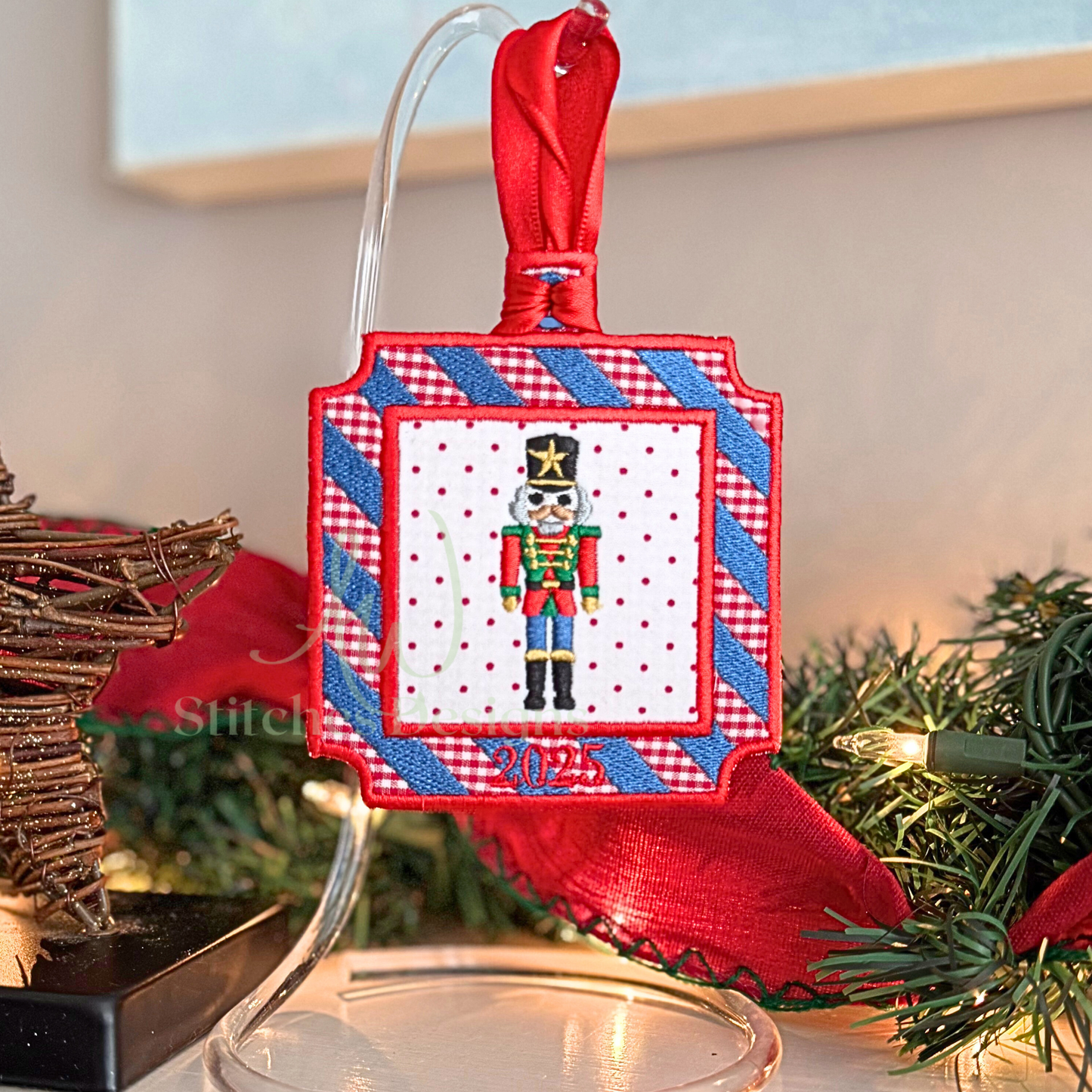 In the Hoop Square Stripe Christmas Ornament