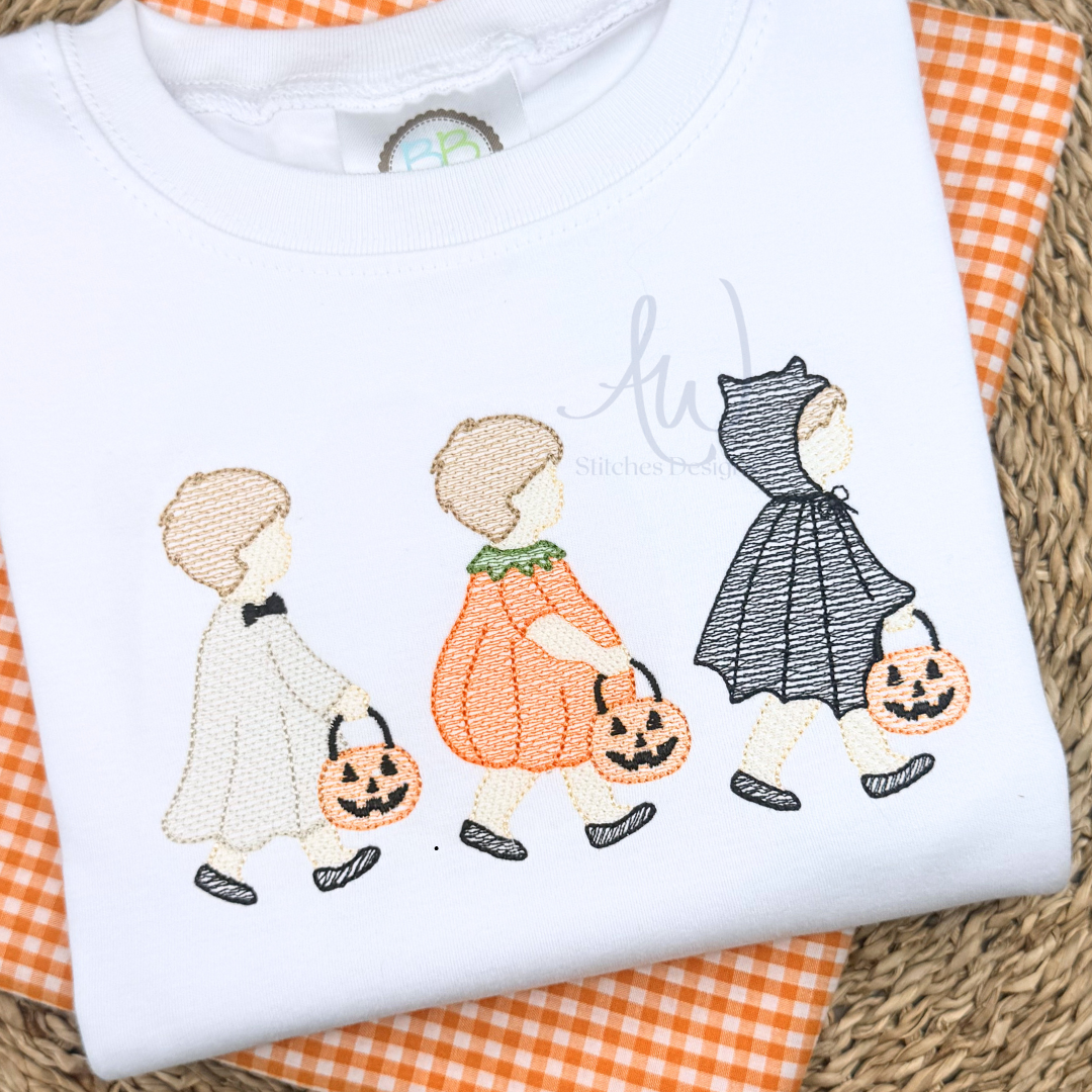 Trick or Treat Boy Trio Embroidery Design
