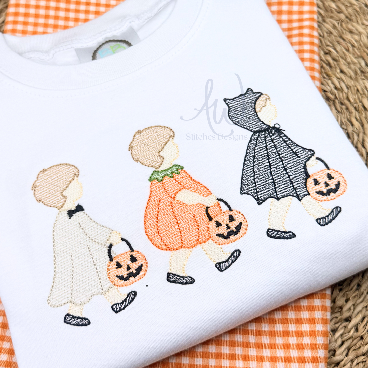 Trick or Treat Boy Trio Embroidery Design