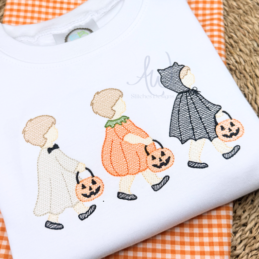 Trick or Treat Boy Trio Embroidery Design