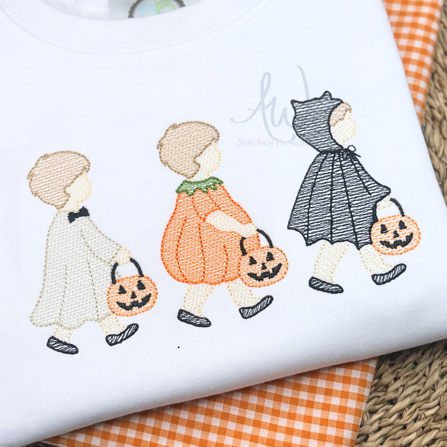 Trick or Treat Boy Trio Embroidery Design