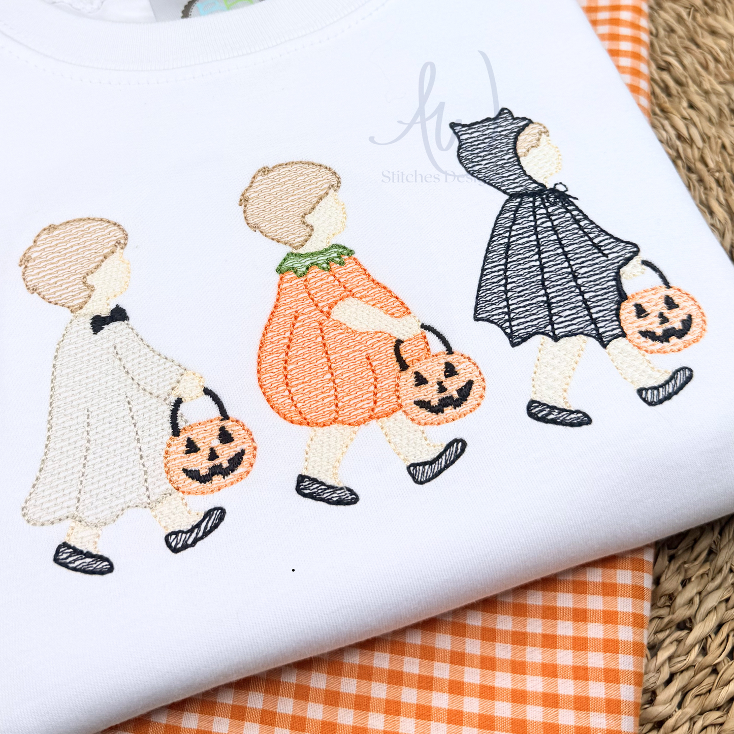 Trick or Treat Boy Trio Embroidery Design