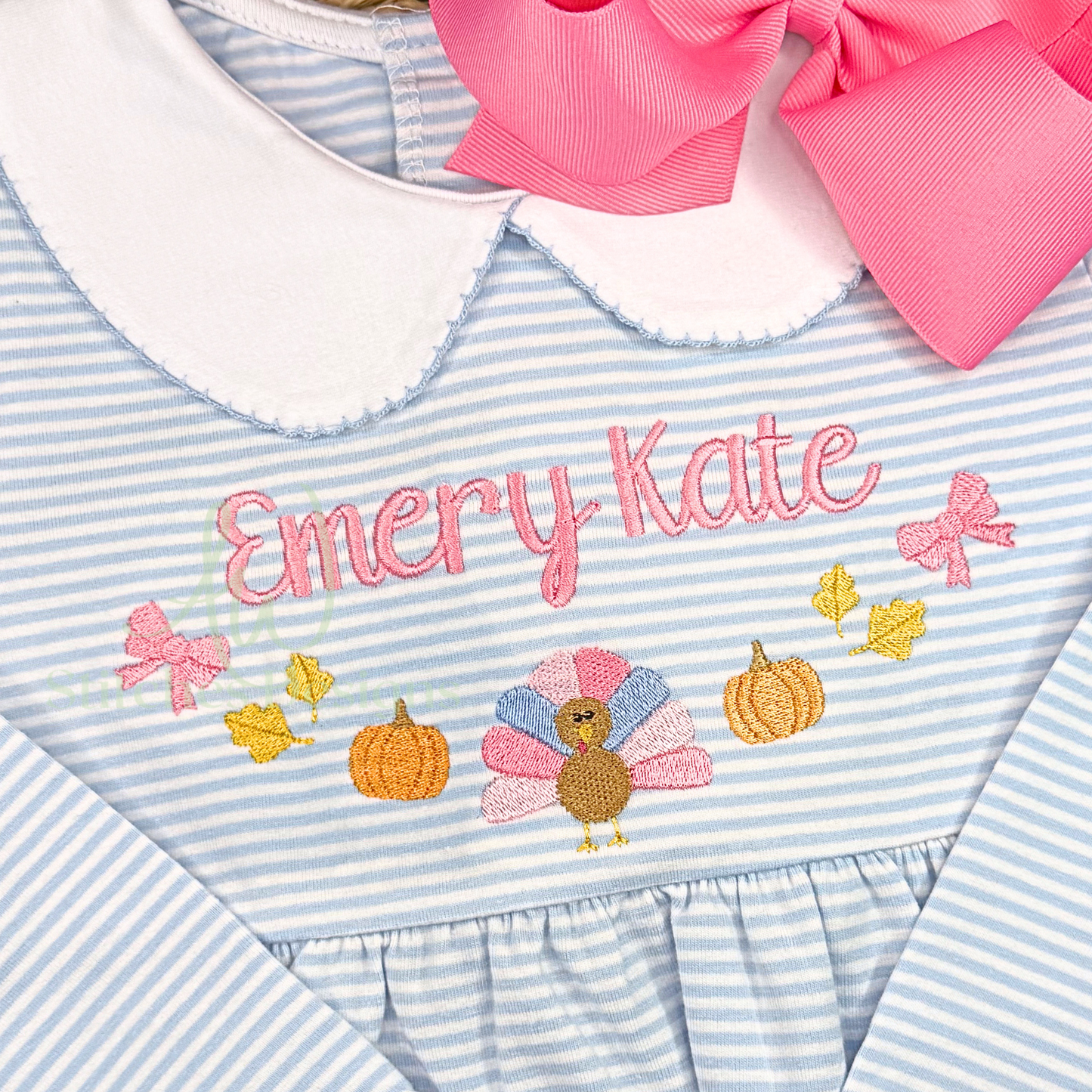 Turkey with Bow Monogram Frame