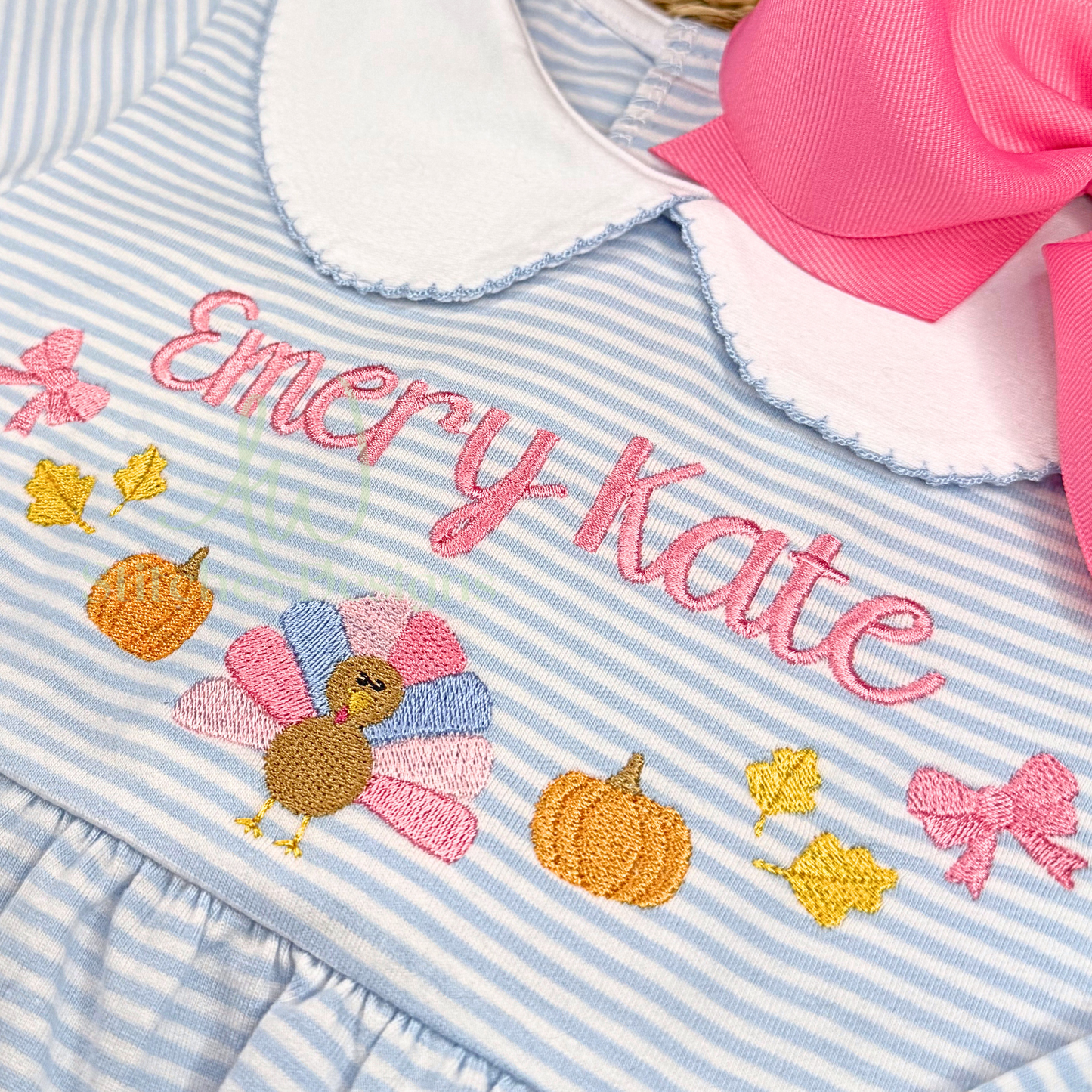 Turkey with Bow Monogram Frame