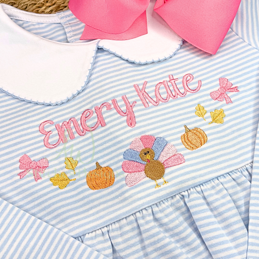 Turkey with Bow Monogram Frame