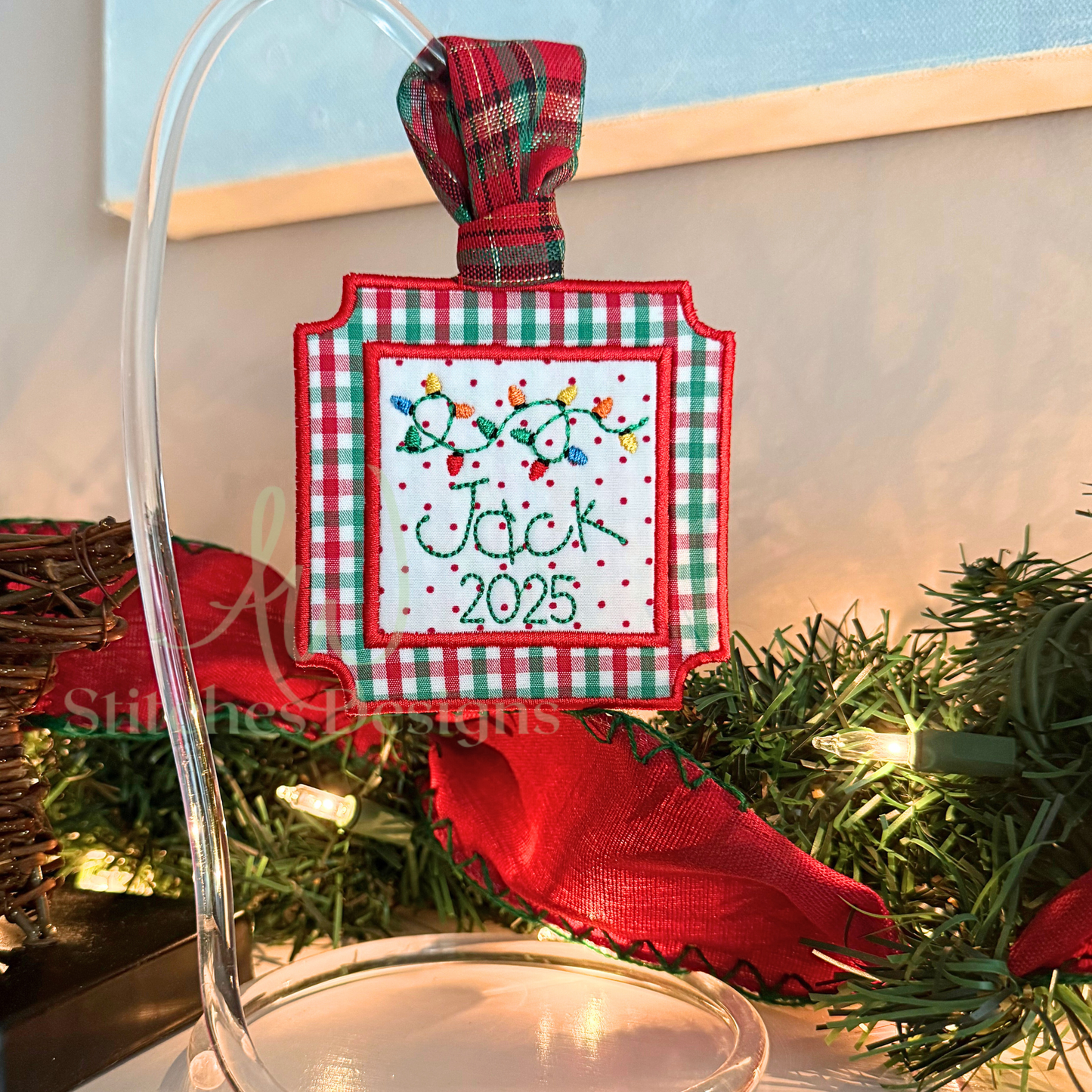 In the Hoop double square Christmas ornament