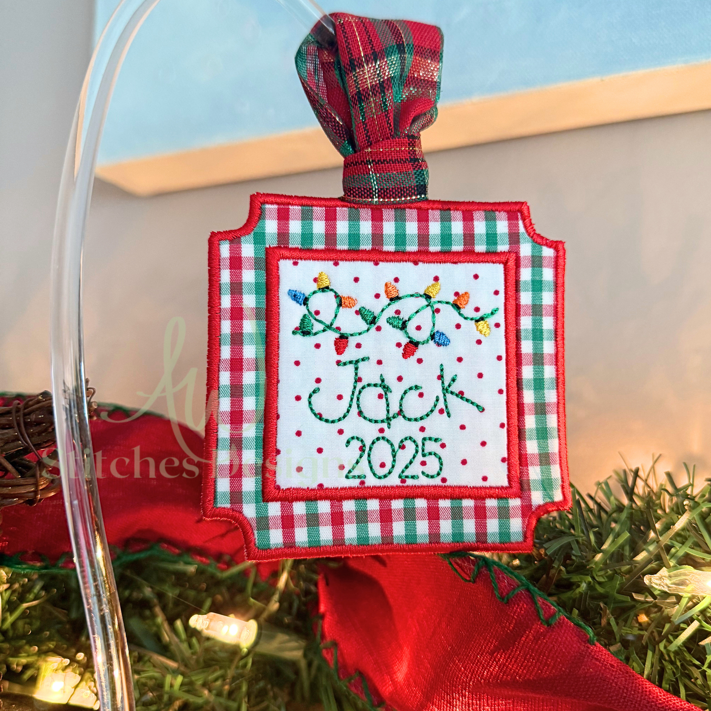 In the Hoop double square Christmas ornament