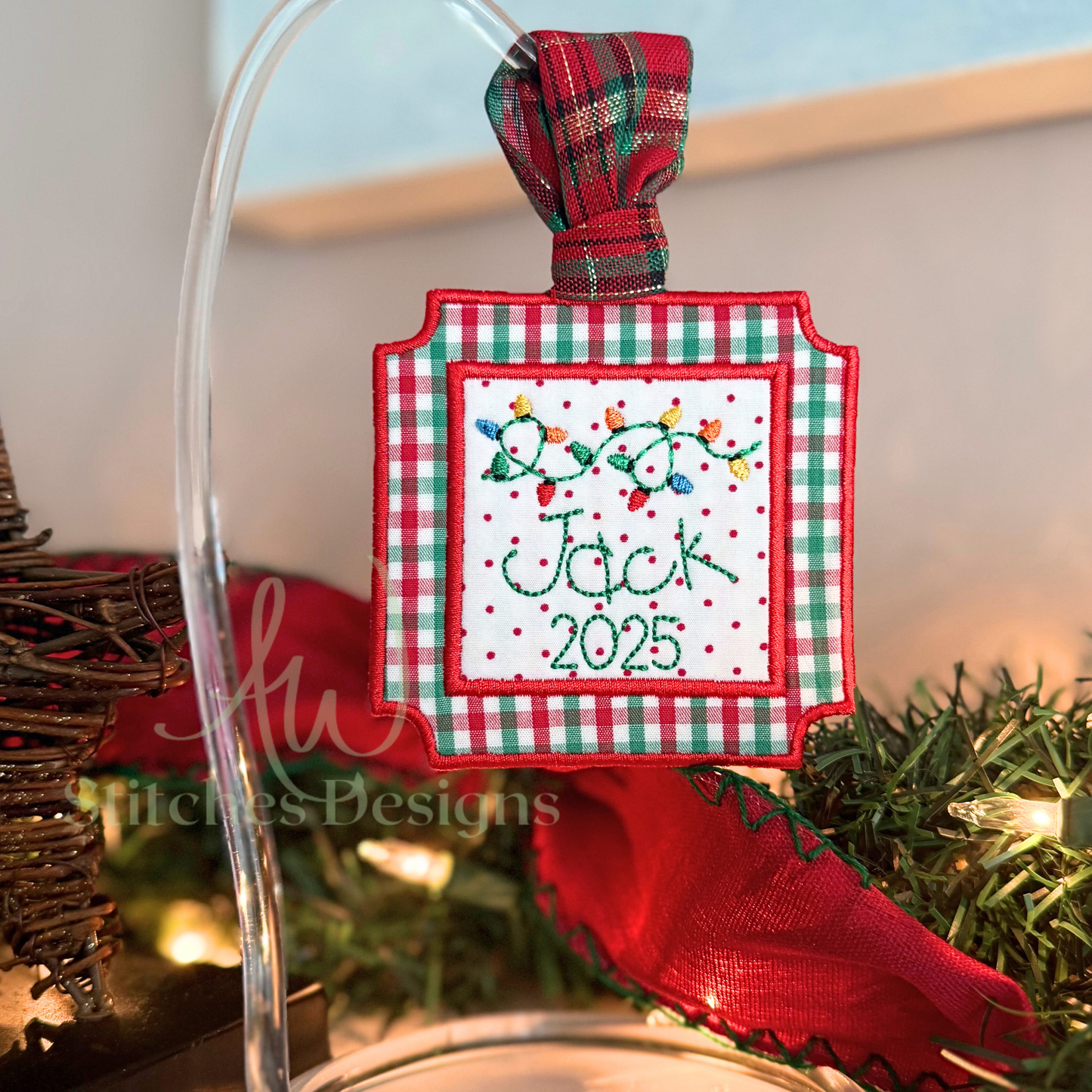 In the Hoop double square Christmas ornament
