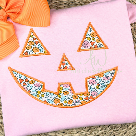 Jack-o-Lantern pumpkin face satin stitch machine embroidery design file