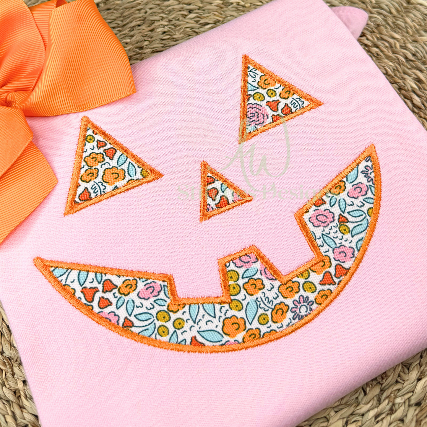 Jack-o-Lantern pumpkin face satin stitch machine embroidery design file