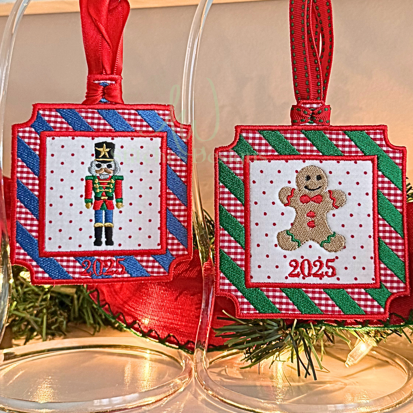 In the Hoop Square Stripe Christmas Ornament