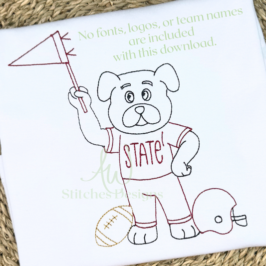 Bulldog Football Embroidery Design