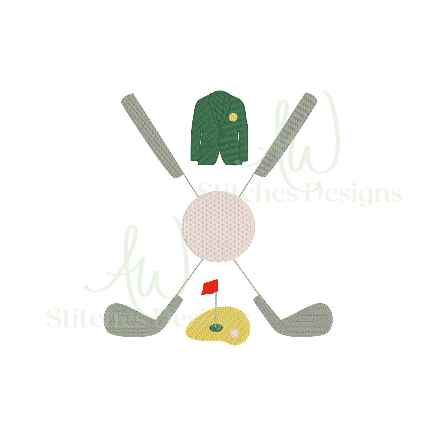 Golf Tournament Green Jacket monogram frame machine embroidery design file