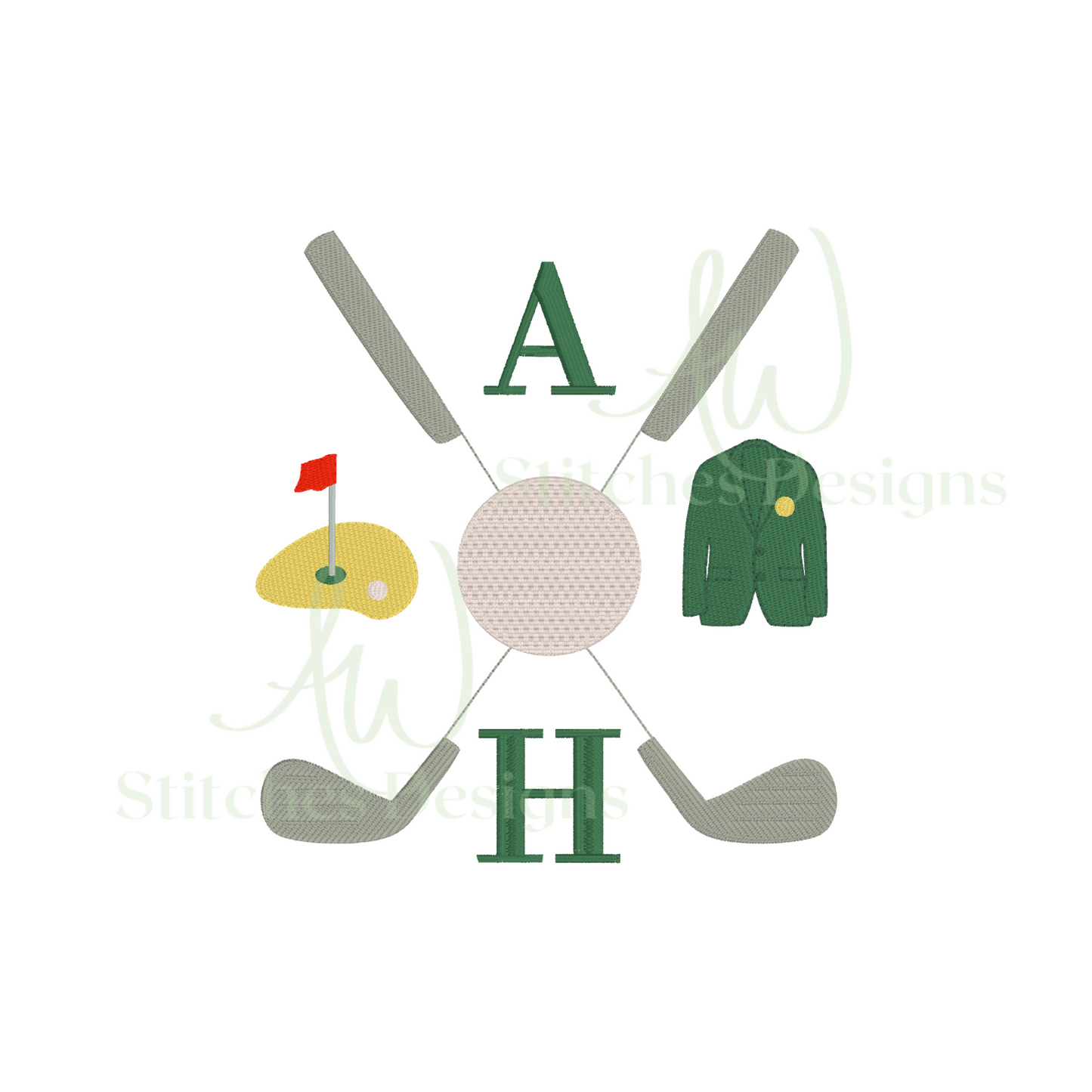 Golf Tournament Green Jacket monogram frame machine embroidery design file