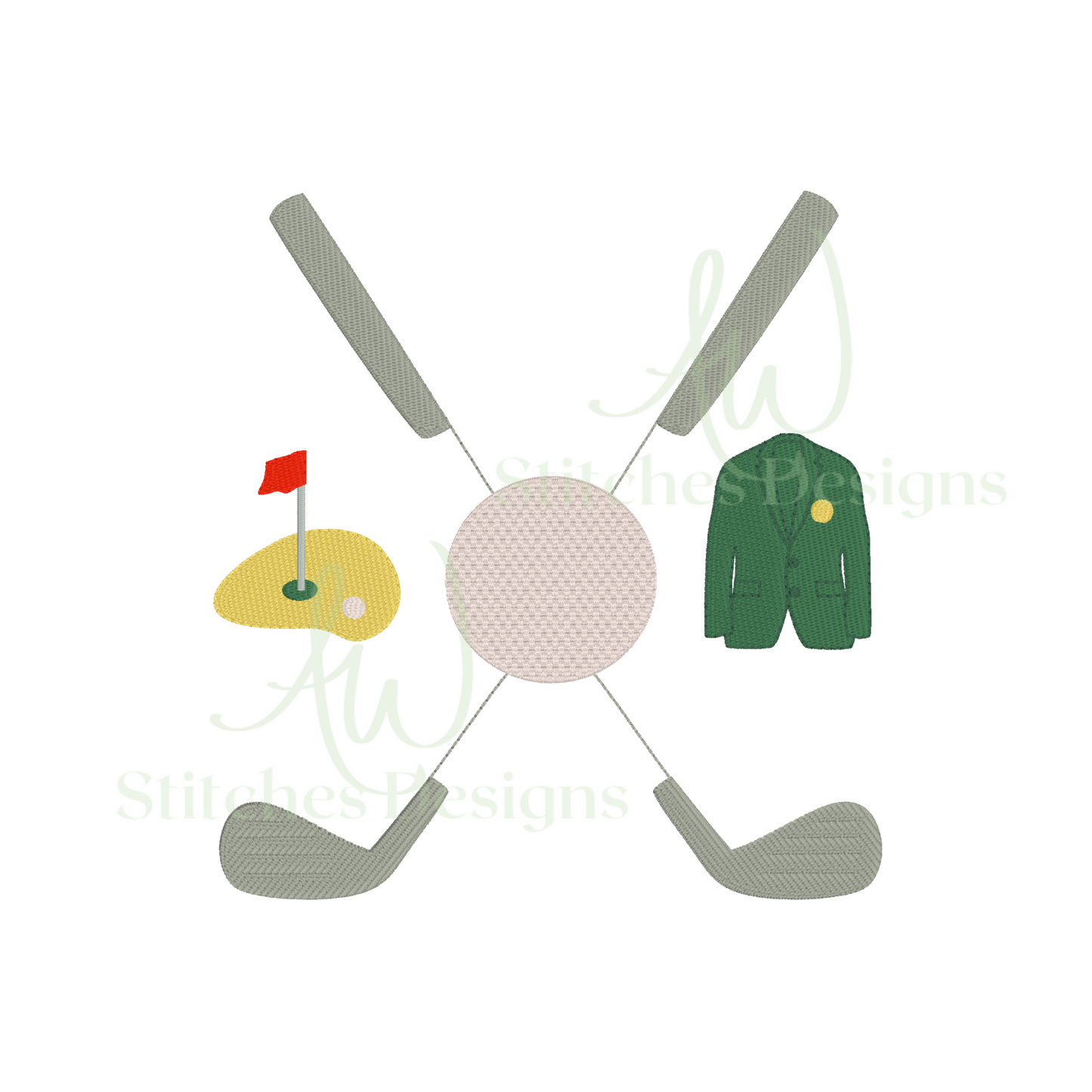 Golf Tournament Green Jacket monogram frame machine embroidery design file