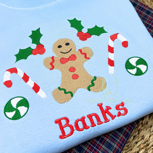 Gingerbread boy machine embroidery design