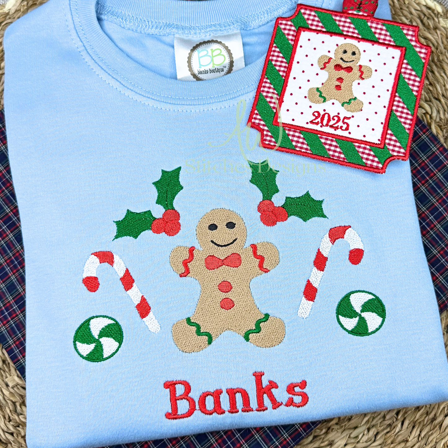 Gingerbread boy machine embroidery design