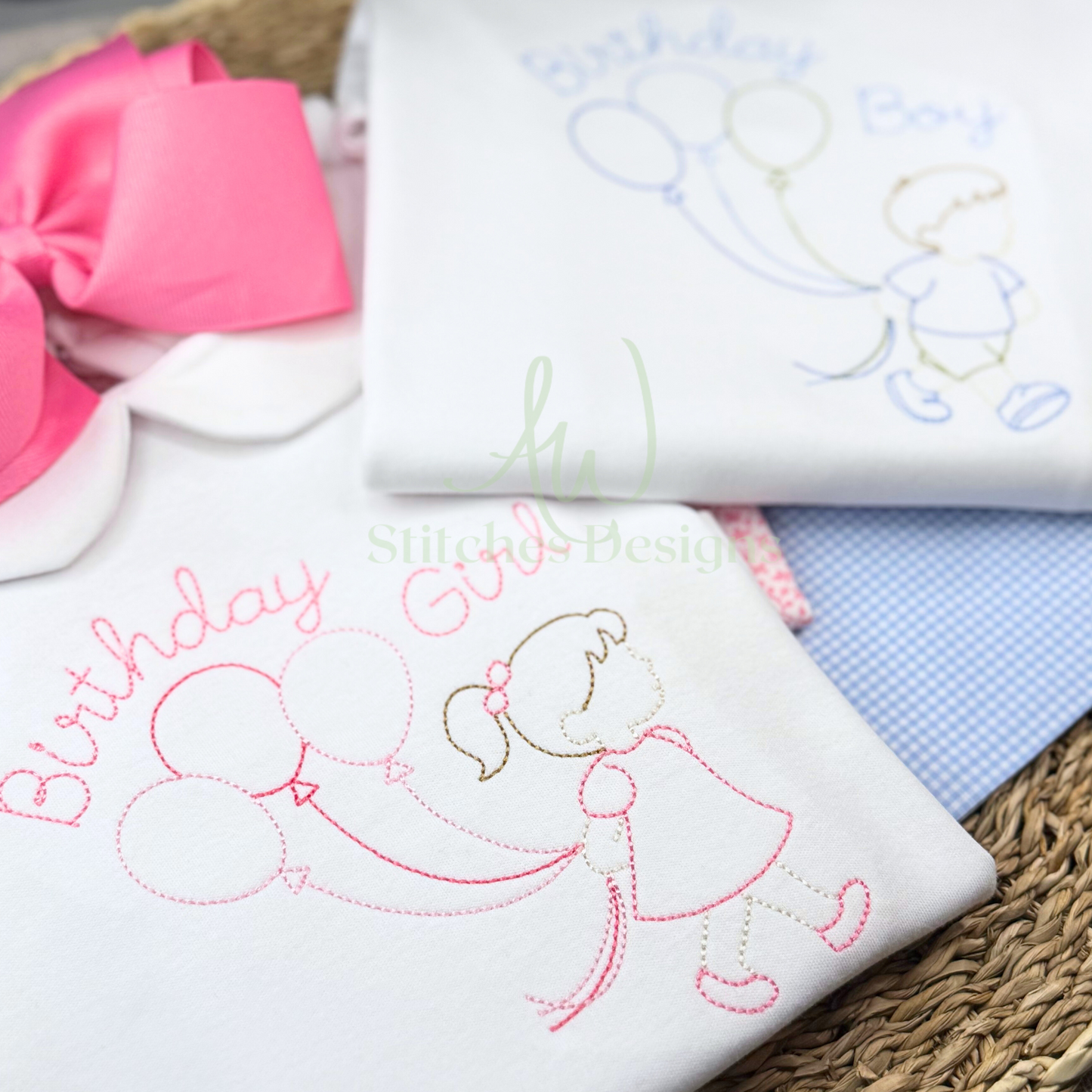 Birthday Boy Vintage Stitch Embroidery Design