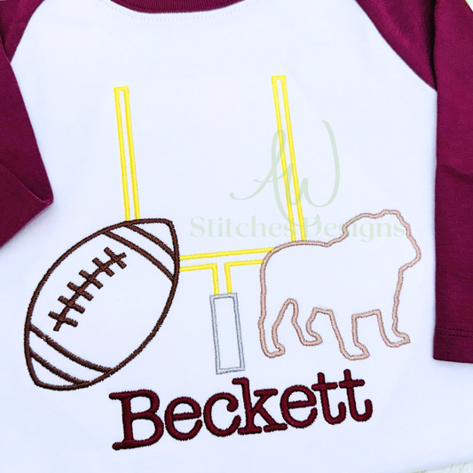 Bulldog Football Satin Outline Design
