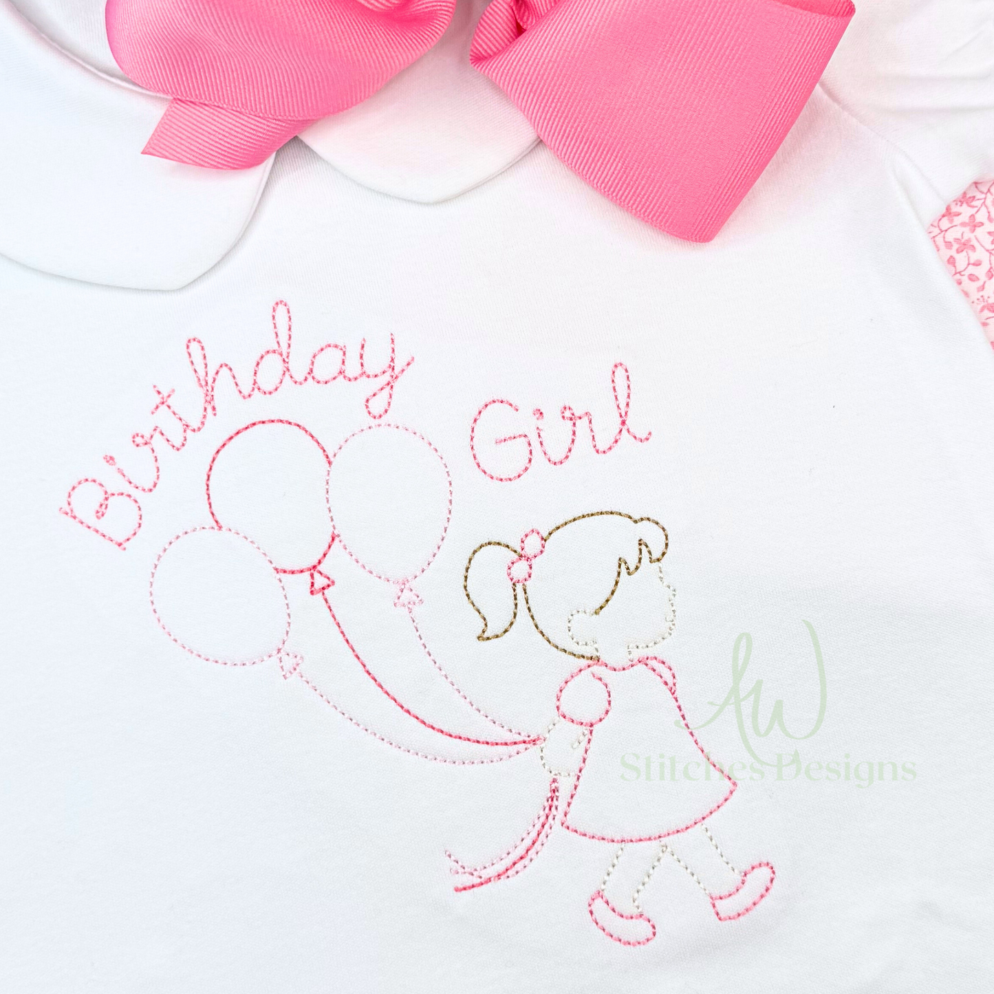 Birthday Girl Vintage Stitch Embroidery Design