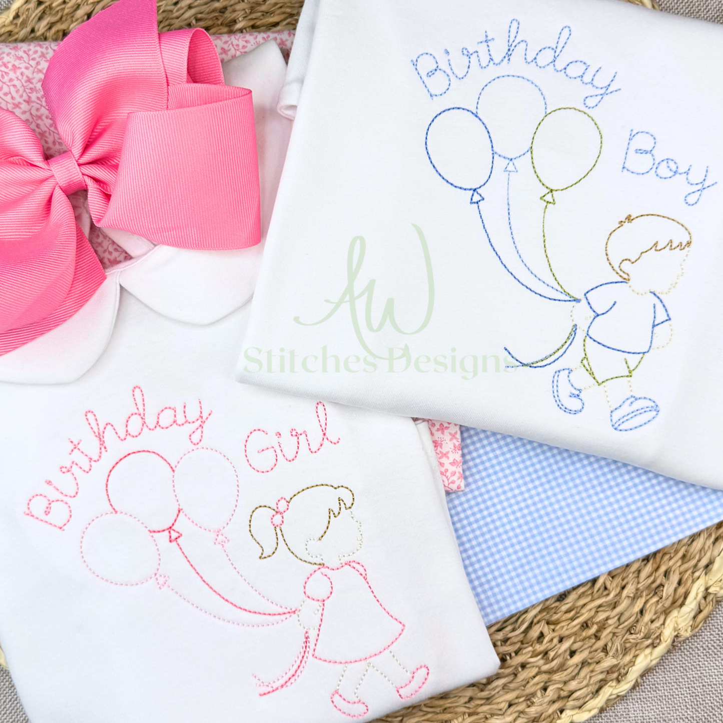 Birthday Boy Vintage Stitch Embroidery Design