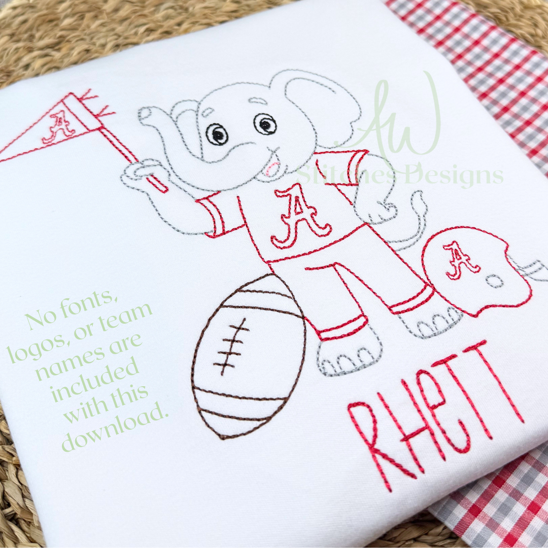 Vintage Alabama Football Embroidery Design