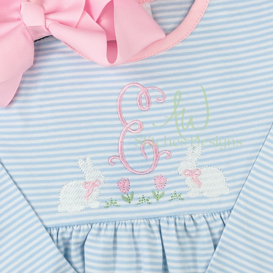 Bunny with Bow Monogram Frame