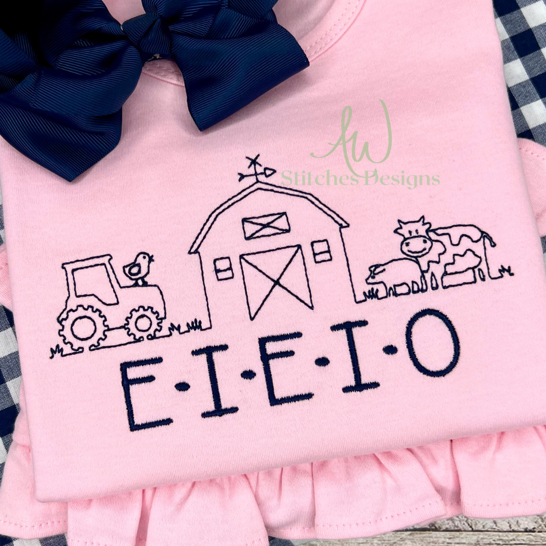 Farm Embroidery Line Design - Machine Embroidery Design – AW Stitches ...