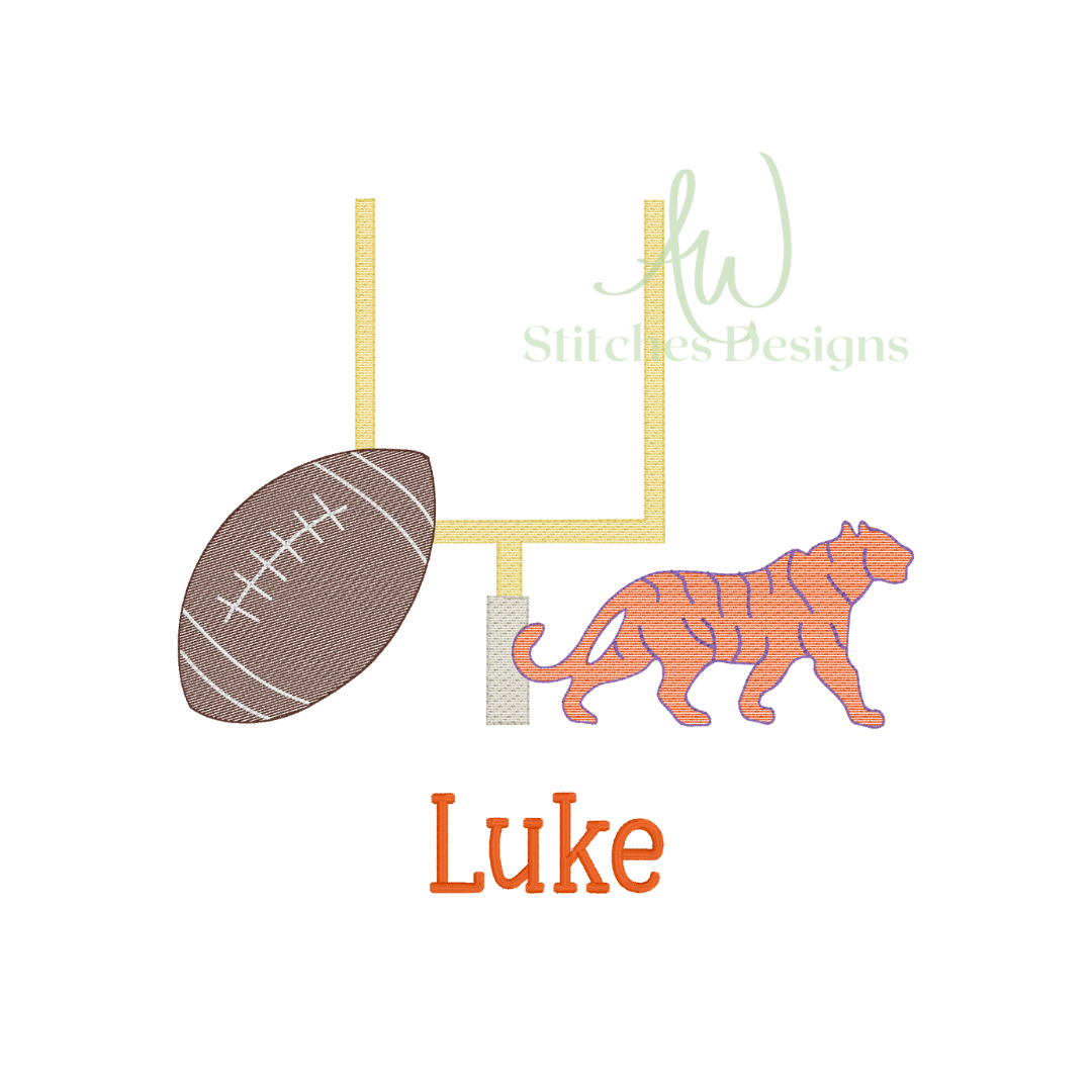 Tiger Football Sketch Stitch Embroidery Design