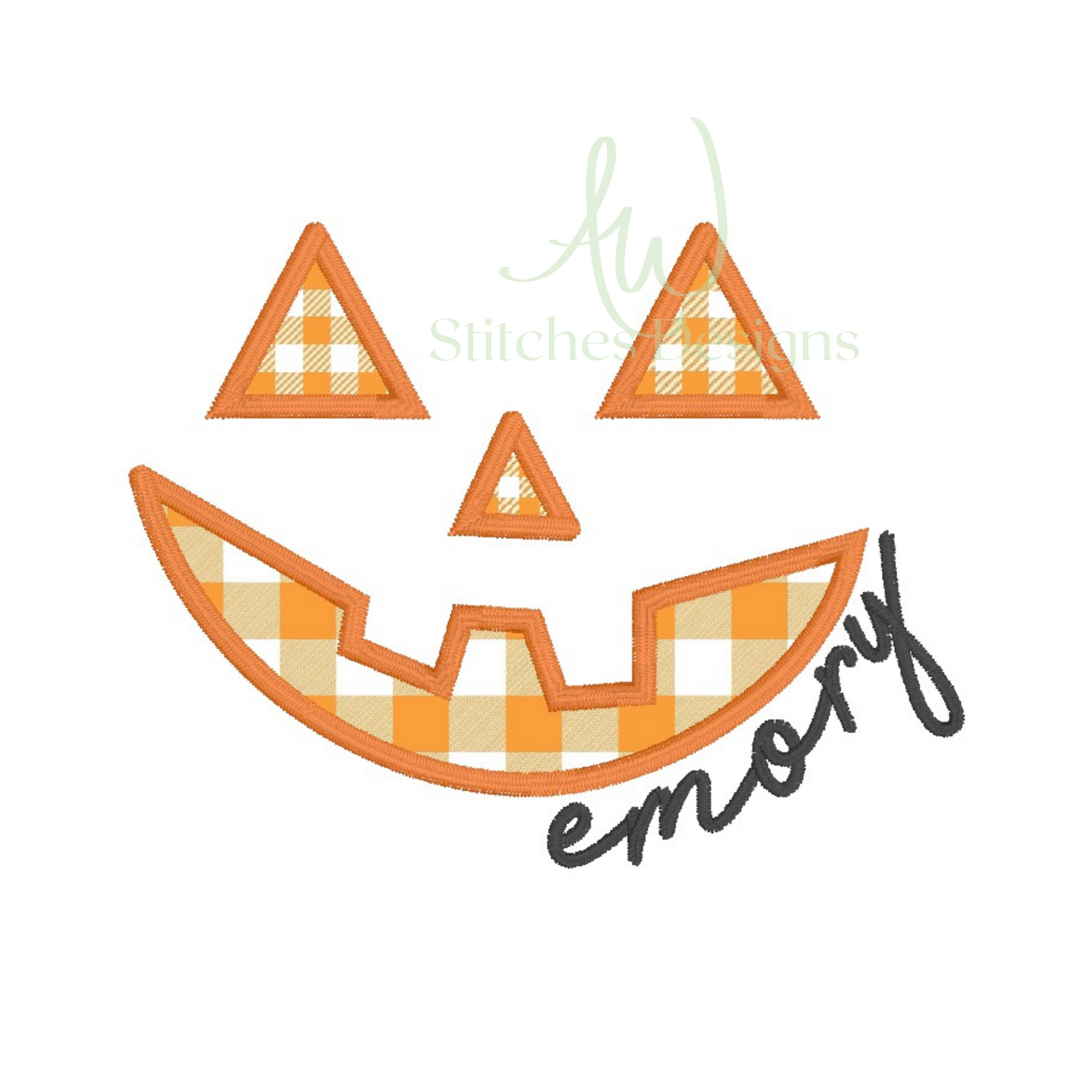 Jack-o-Lantern pumpkin face satin stitch machine embroidery design file