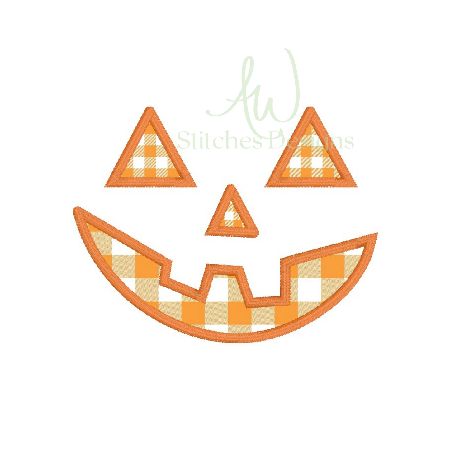 Jack-o-Lantern pumpkin face satin stitch machine embroidery design file