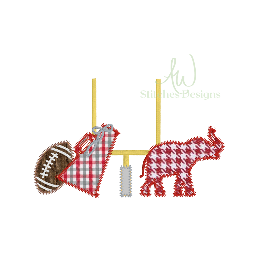 Alabama Football with Bow Zig Zag Applique Design