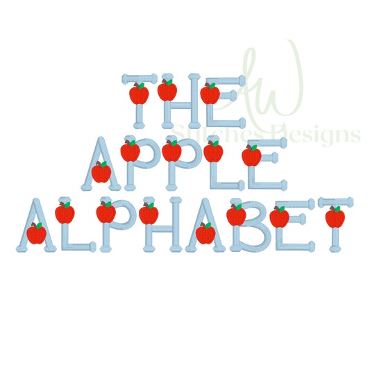 Apple Alphabet Satin Stitch Font