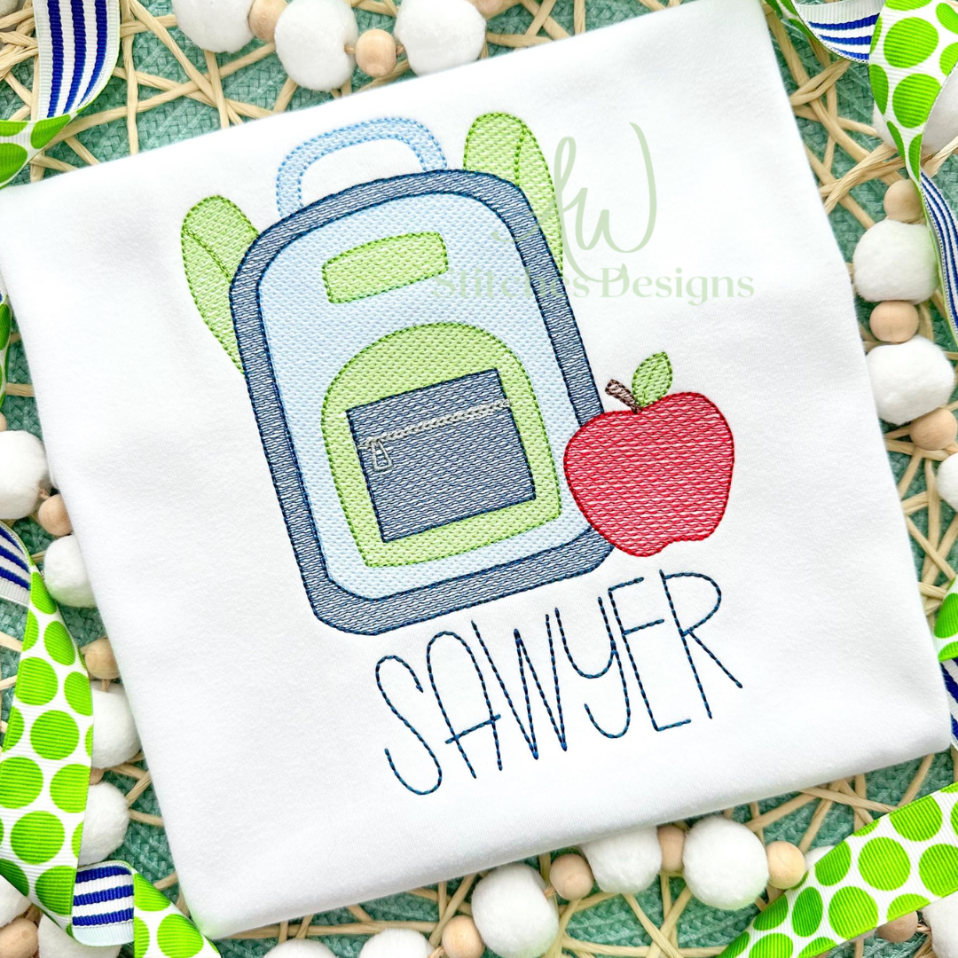 Backpack sketch stitch embroidery design file – AW Stitches Designs