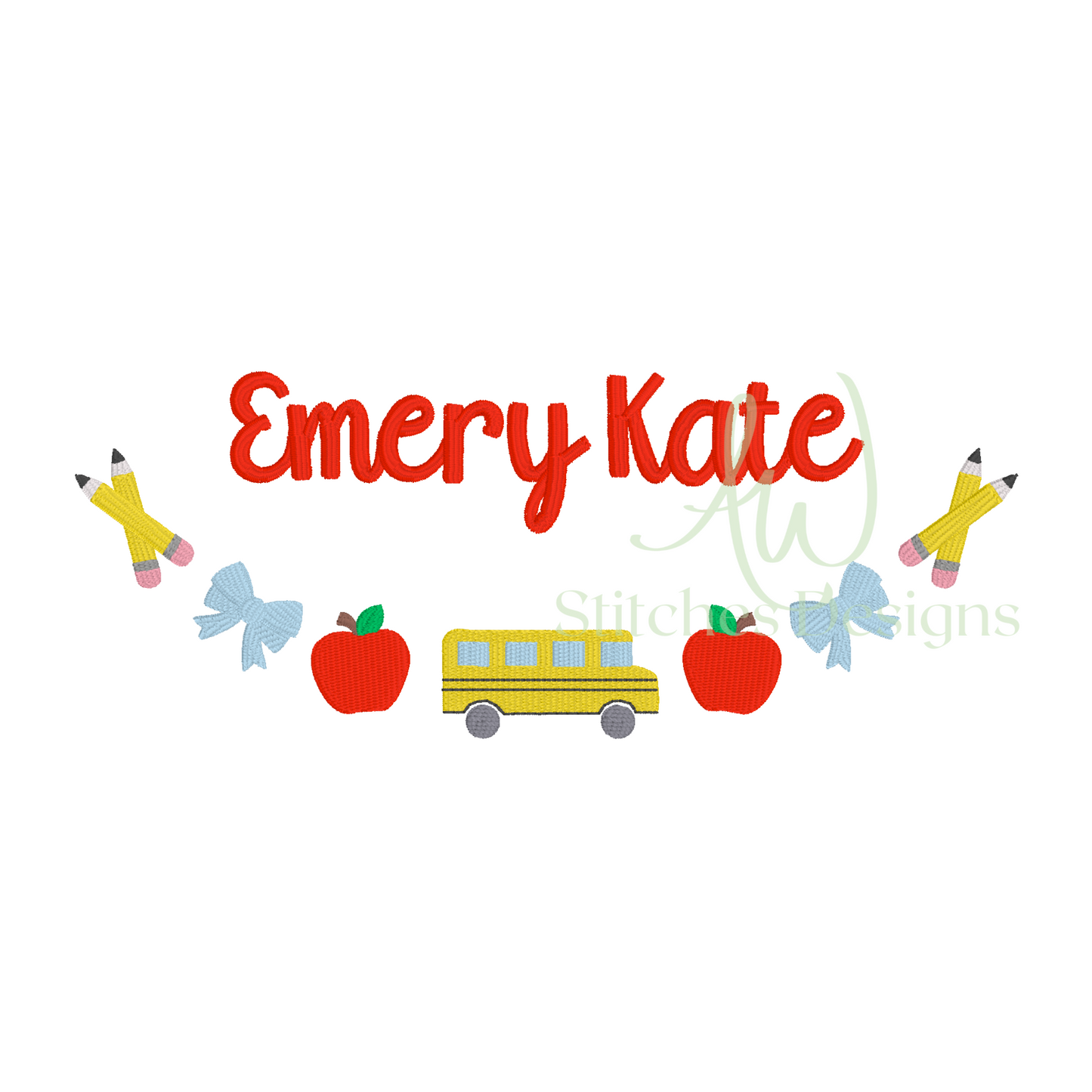 School bus bow monogram frame