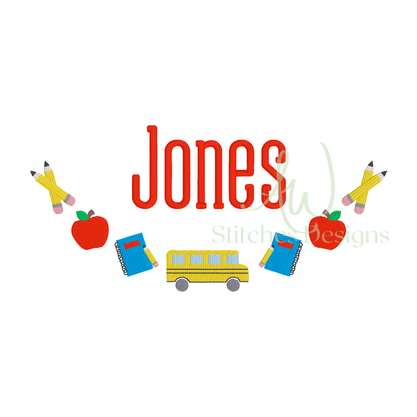 School bus name embroidery frame