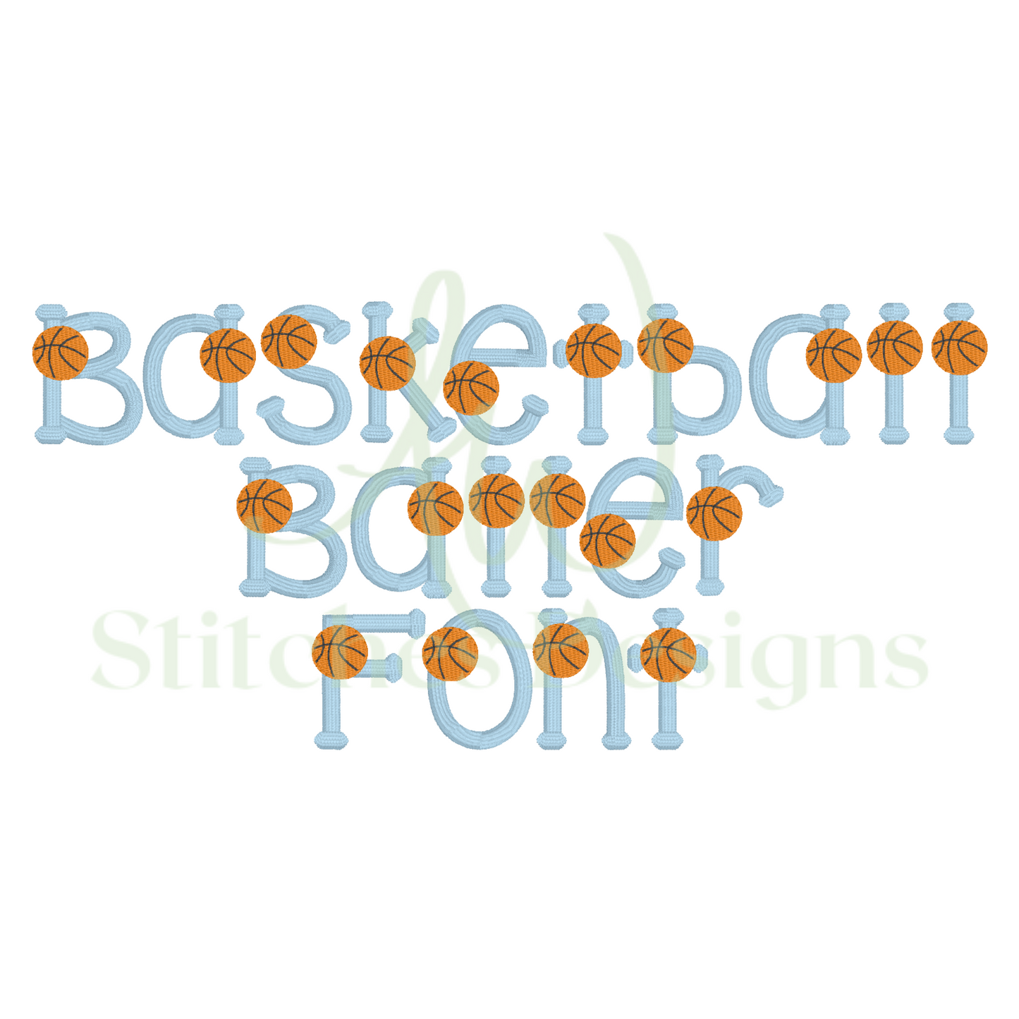 Basketball Baller Sports satin stitch font machine embroidery design file