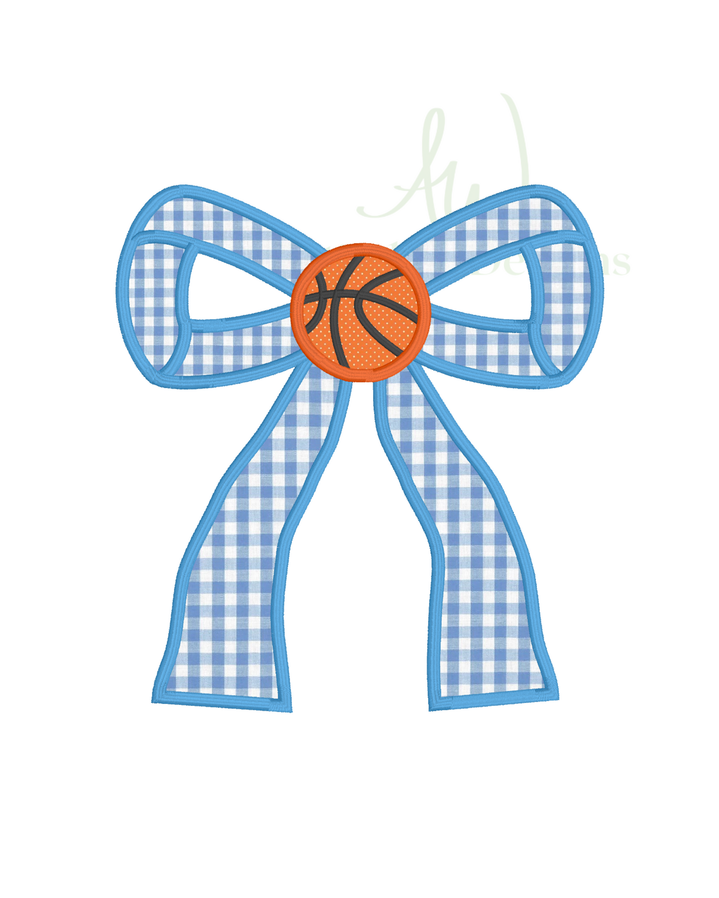 Basketball Side Bow Satin Stitch Appliqué Sweatshirt Design for Machine Embroidery File