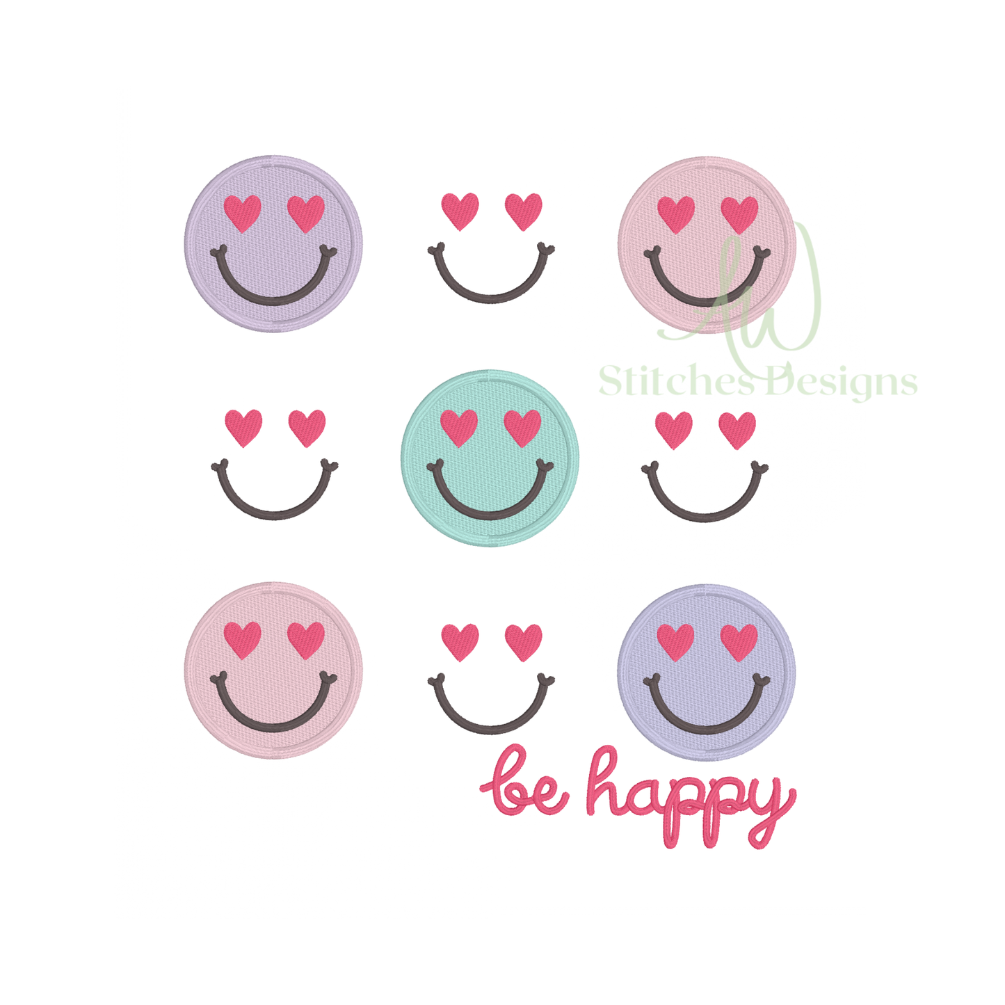 Don’t Worry Be Happy Smiley Face Embroidery Design