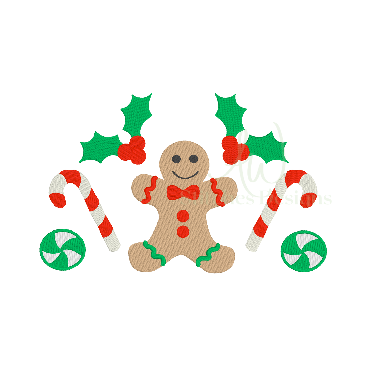 Gingerbread boy machine embroidery design