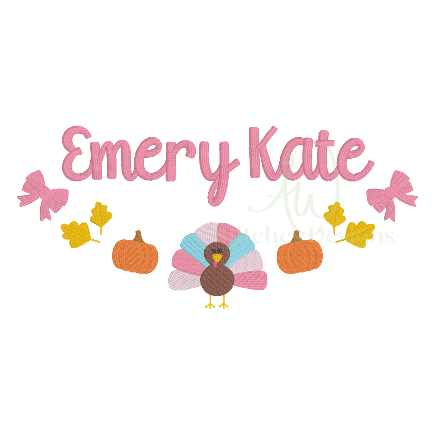 Turkey with Bow Monogram Frame